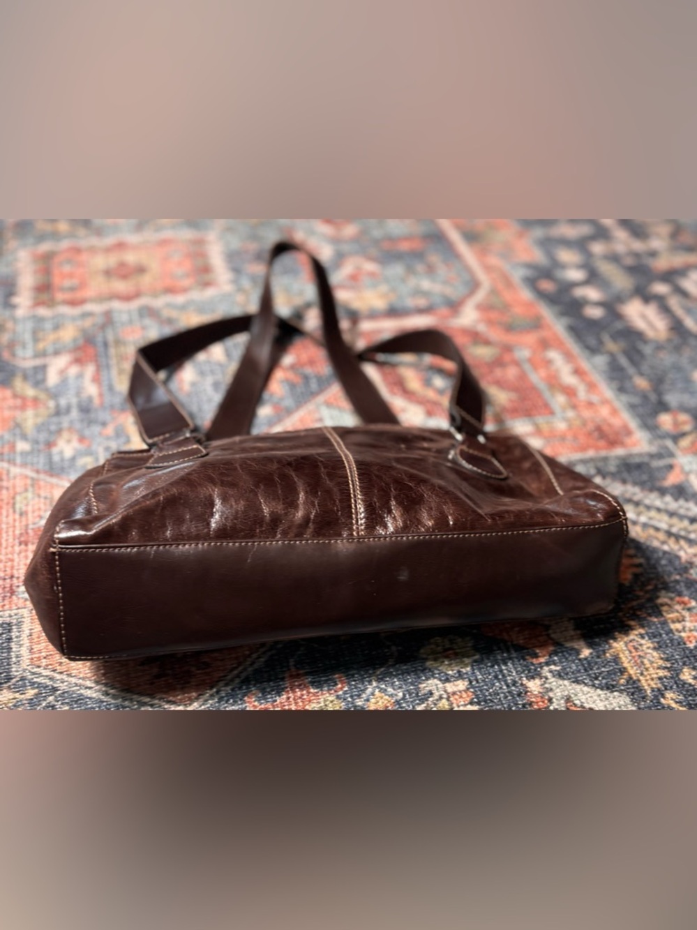 Apt. 9 Brown Leather Shoulder Bag – Y2K Horseshoe Buckle Satchel - Picture 4 of 5